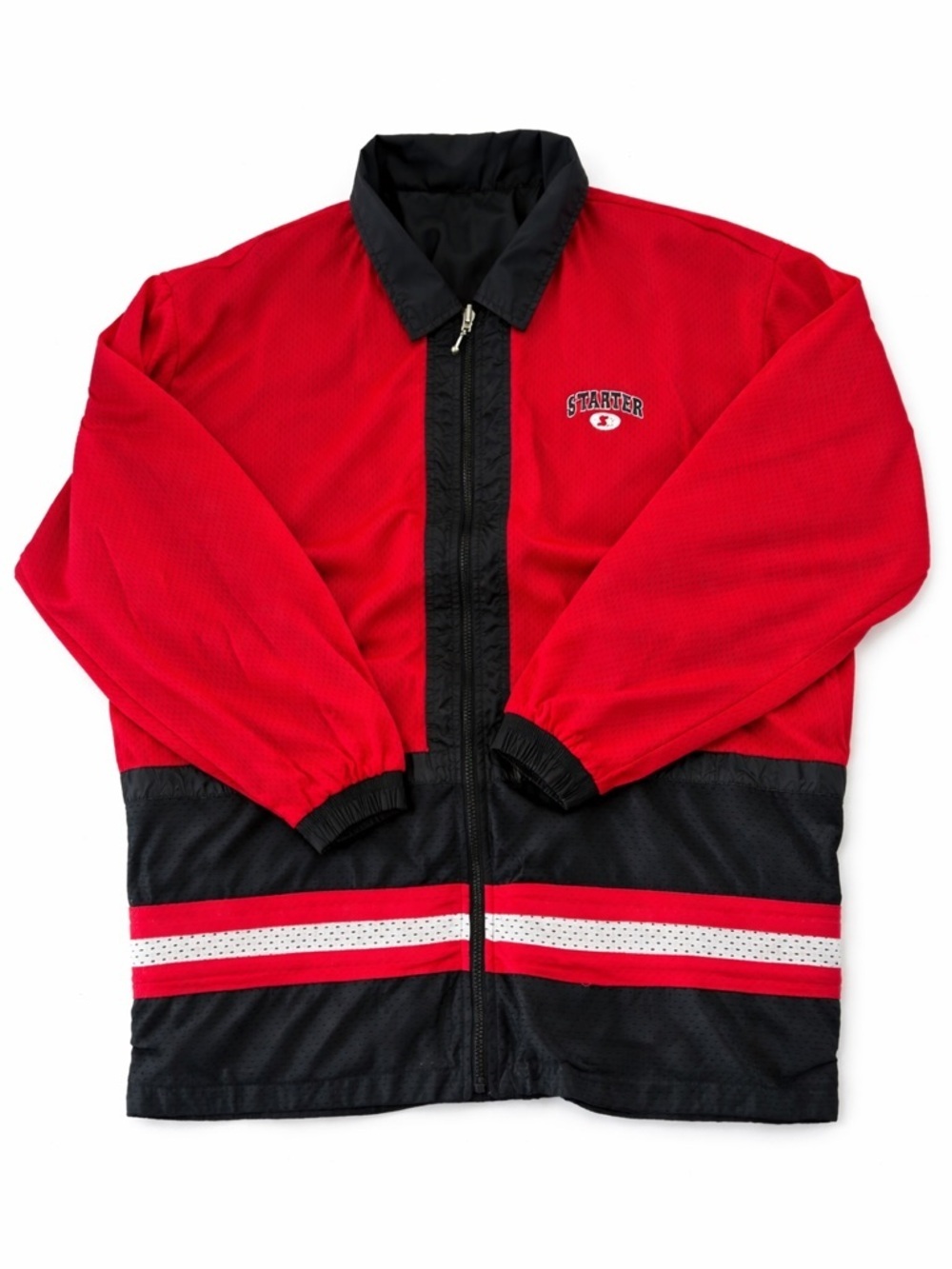 Vintage Starter Jacket Red Black Y2K Windbreaker Streetwear Oversized 90s Large